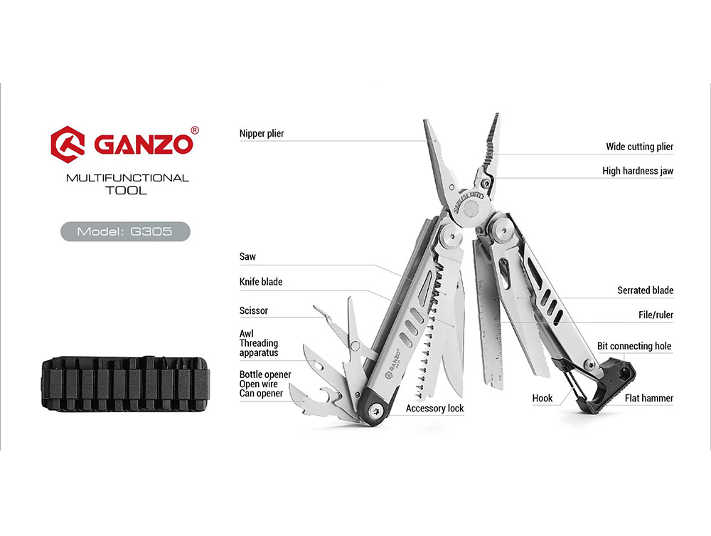 Knife Hunting Fixed Blade - Ganzo G305 G305-B Multi-outils DIY, couteau