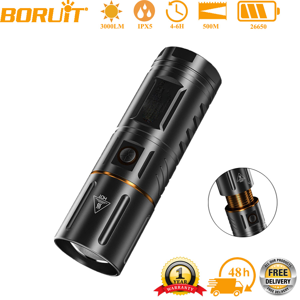 Outdoor Hunting Lights - BORUiT Lampe torche LED ultra-lumineuse 3000LM,