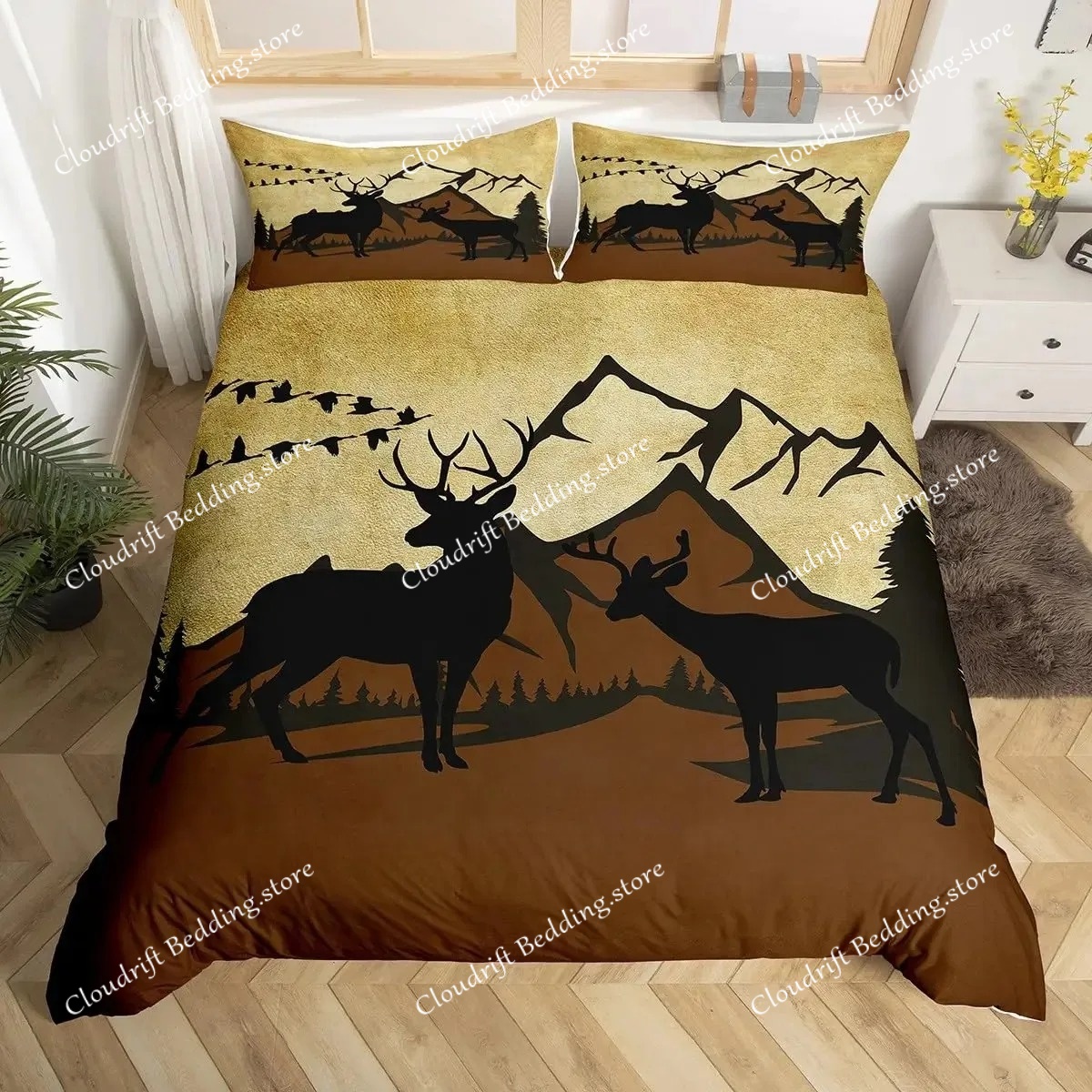 Housse de couette motif cerf e - Hunting And Camping In Forest avis et prix