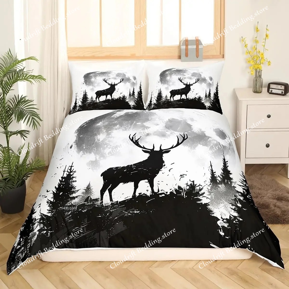 Housse de couette motif cerf e - Hunting And Camping In Forest avis et prix