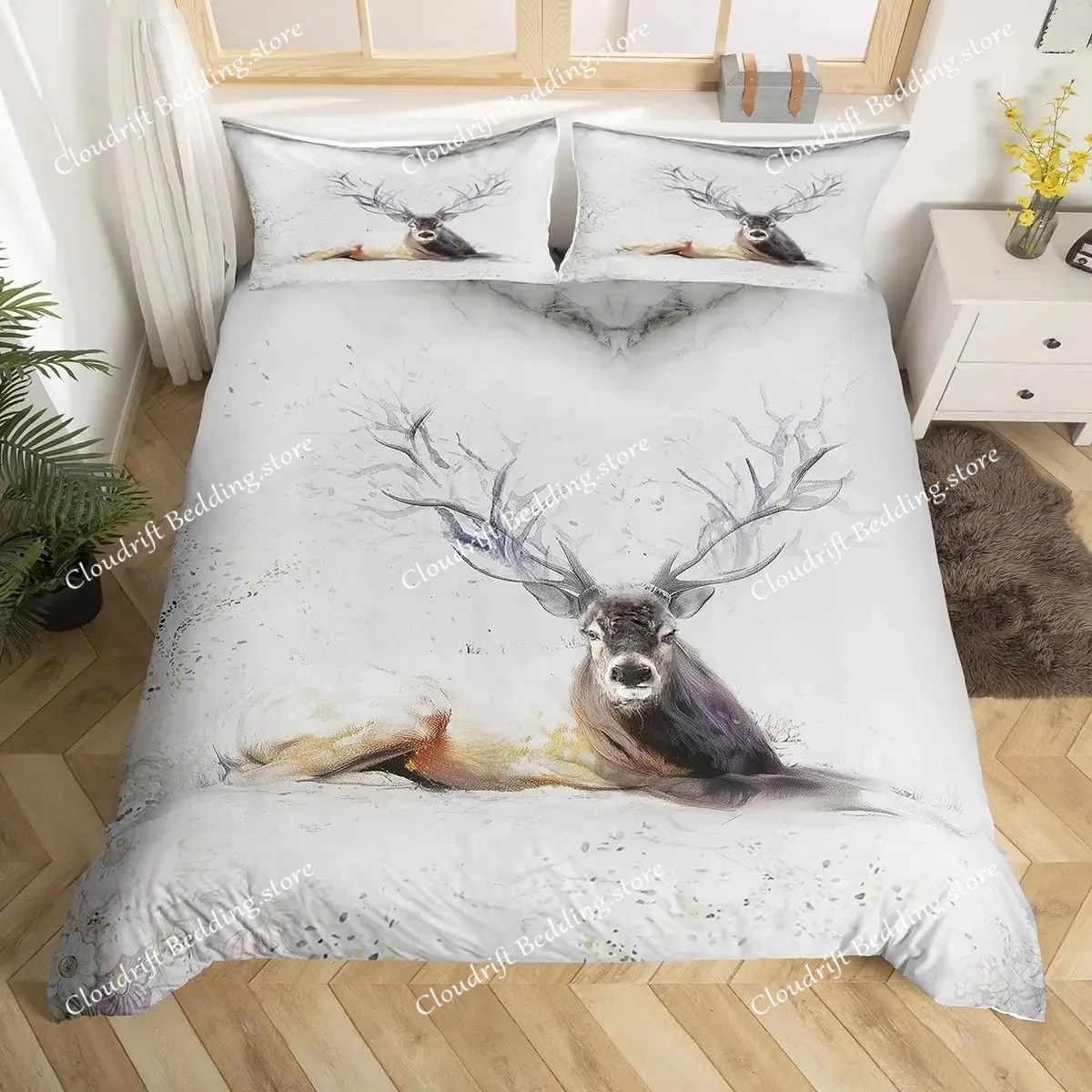 Housse de couette motif cerf e - Hunting And Camping In Forest avis et prix