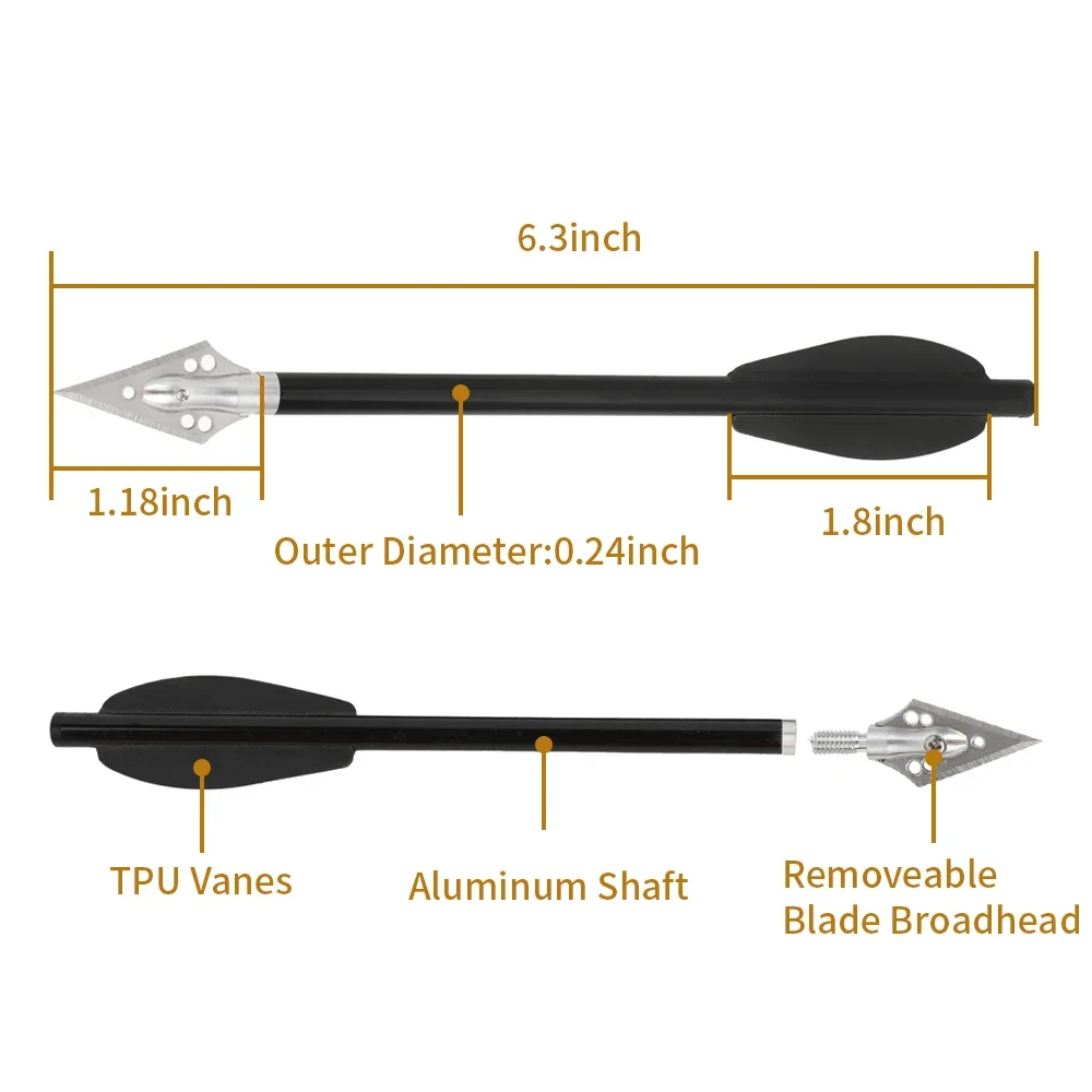 Flèches en aluminium de 6.3 po - Crossbow Bolt Broadhead avis et prix