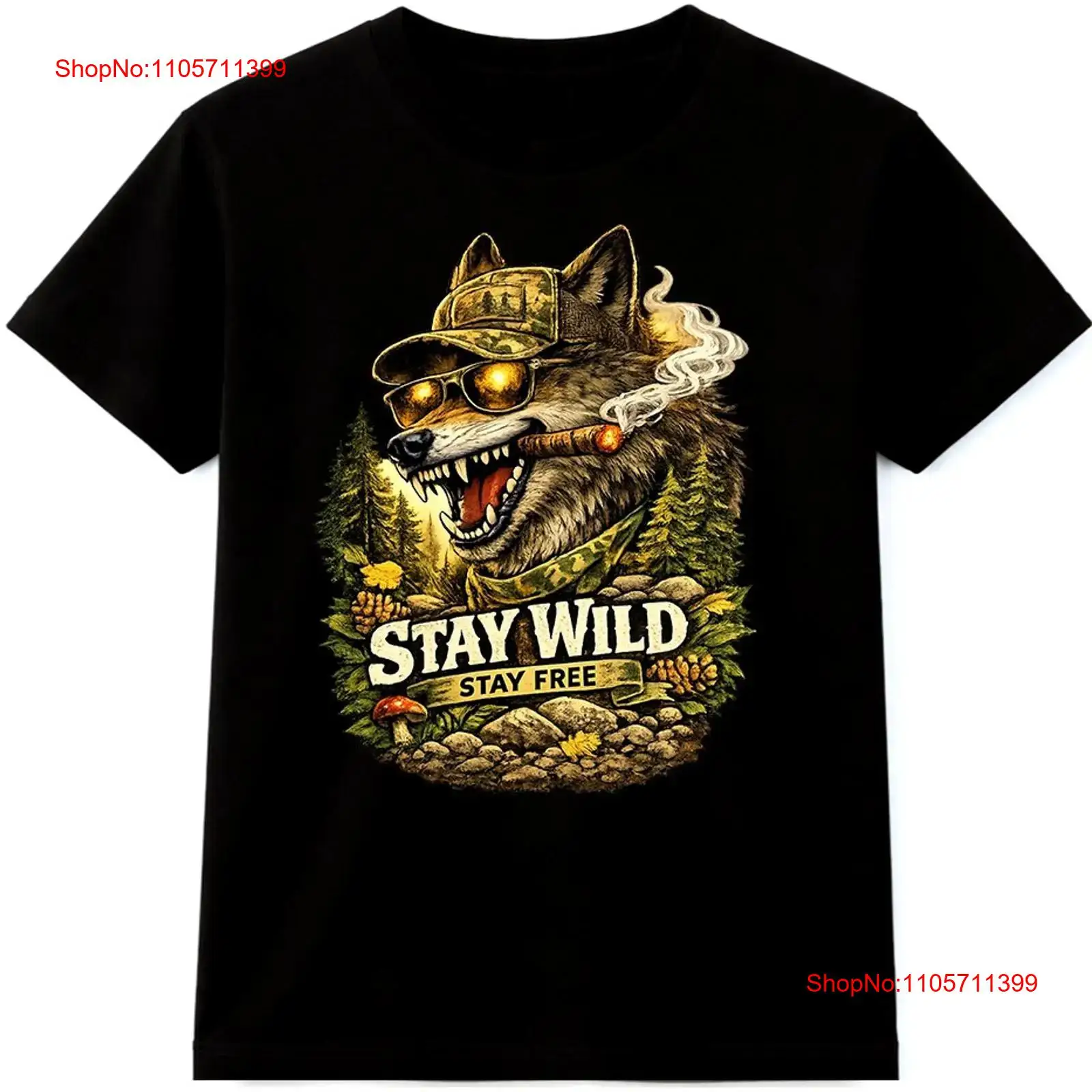 T-shirt Wolf Stay Wild Free, v - Wildman Hunting & Outdoor Reviews avis et prix