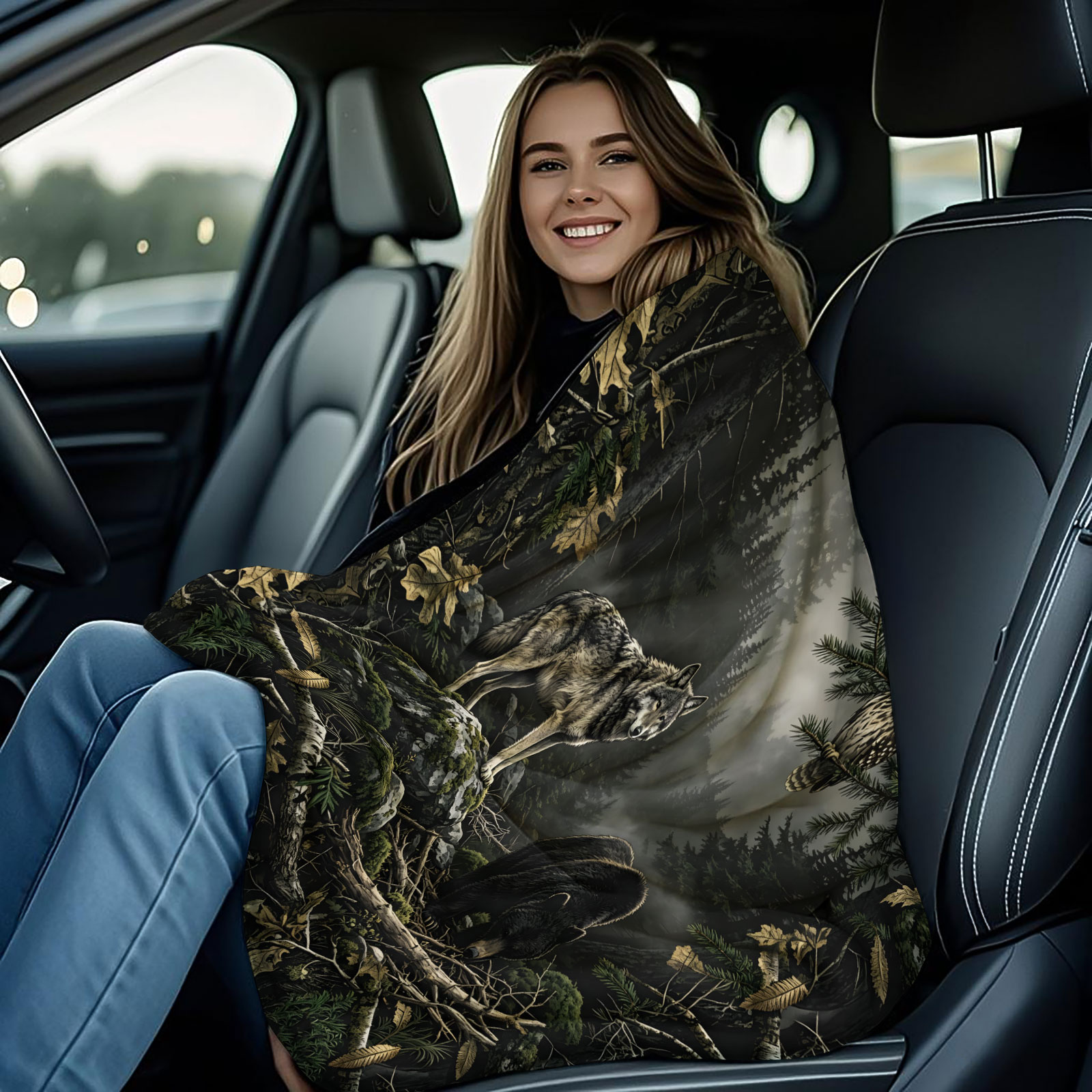 Couverture en flanelle motif l - Hunting And Camping In Forest avis et prix